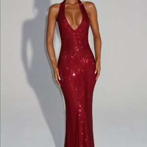 Babyboo Starla maxi dress wine bodycon rhinestone